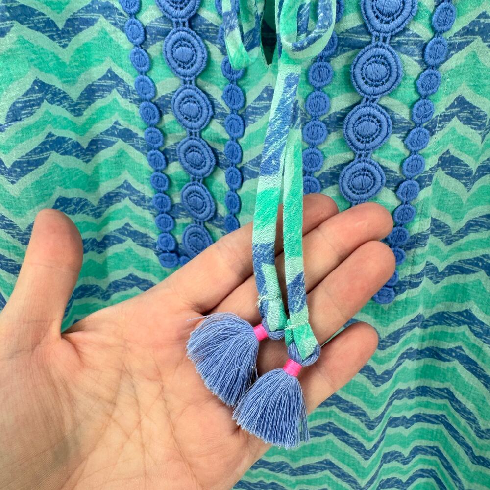 Vineyard Vines Tunic Womens Medium Swim Cover Up Beach Pool Blue Chevron Coastal - Picture 5 of 9